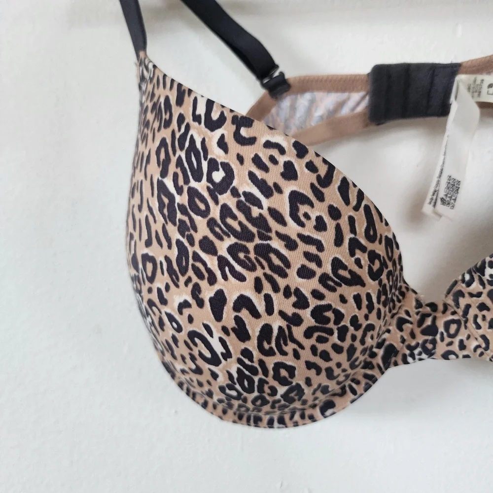 Y2K Victorias Secret PINK Brown Bra Animal Print 38C Underwire Padded